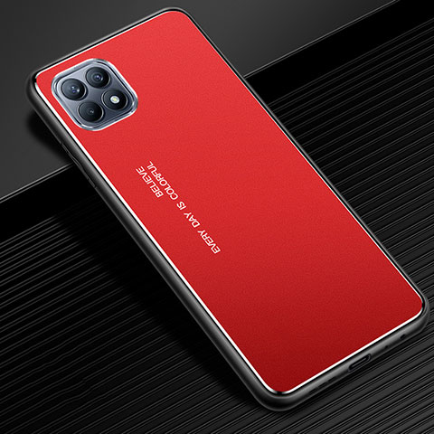 Custodia Lusso Alluminio Cover per Oppo Reno4 SE 5G Rosso