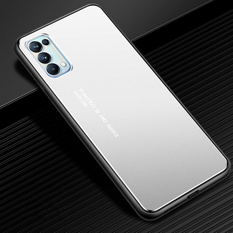 Custodia Lusso Alluminio Cover per Oppo Reno5 5G Argento