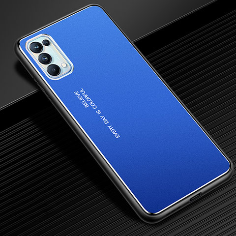 Custodia Lusso Alluminio Cover per Oppo Reno5 5G Blu