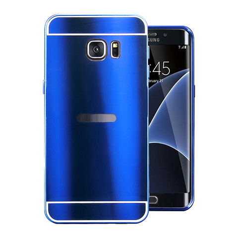 Custodia Lusso Alluminio Cover per Samsung Galaxy S7 Edge G935F Blu