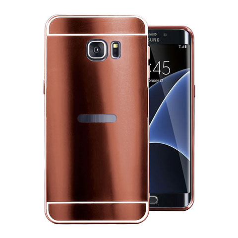 Custodia Lusso Alluminio Cover per Samsung Galaxy S7 Edge G935F Marrone