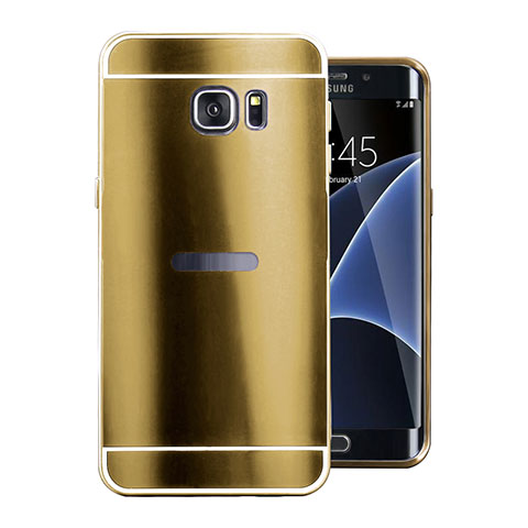 Custodia Lusso Alluminio Cover per Samsung Galaxy S7 Edge G935F Oro