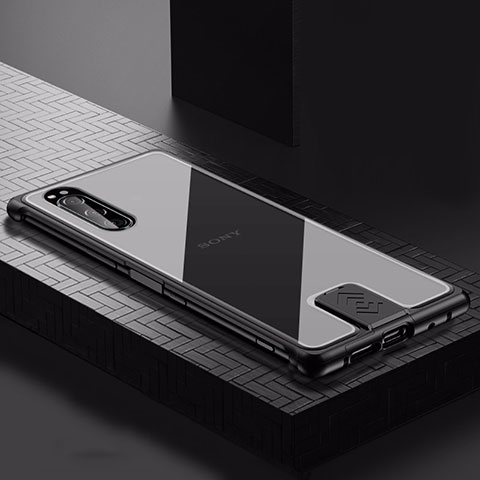 Custodia Lusso Alluminio Cover per Sony Xperia 5 Nero