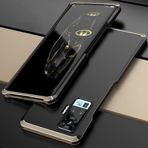 Custodia Lusso Alluminio Cover per Vivo X50 Pro 5G Oro e Nero