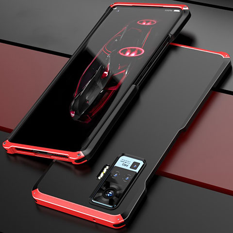 Custodia Lusso Alluminio Cover per Vivo X50 Pro 5G Rosso e Nero