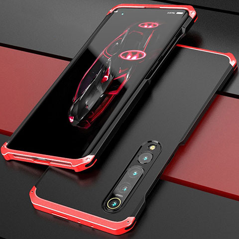 Custodia Lusso Alluminio Cover per Xiaomi Mi 10 Pro Rosso e Nero