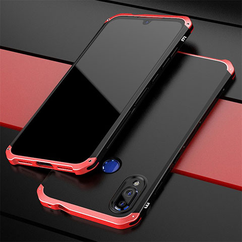 Custodia Lusso Alluminio Cover per Xiaomi Redmi Note 7 Rosso e Nero