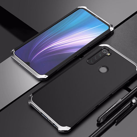 Custodia Lusso Alluminio Cover per Xiaomi Redmi Note 8 Argento e Nero