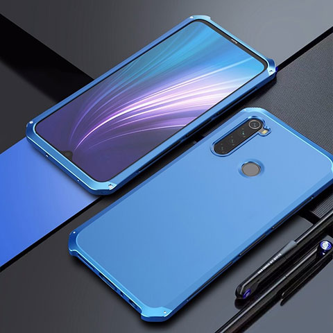 Custodia Lusso Alluminio Cover per Xiaomi Redmi Note 8 Blu