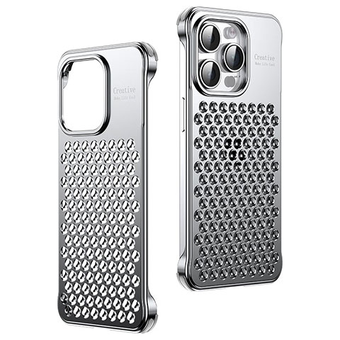 Custodia Lusso Alluminio Cover QC1 per Apple iPhone 15 Pro Max Argento