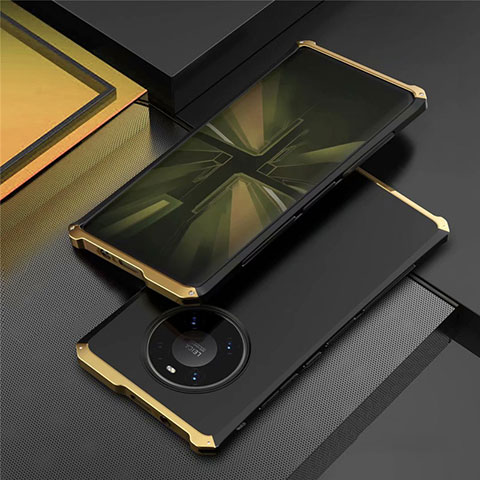 Custodia Lusso Alluminio Cover T01 per Huawei Mate 40 Pro Oro e Nero