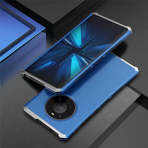 Custodia Lusso Alluminio Cover T01 per Huawei Mate 40E Pro 5G Argento e Blu