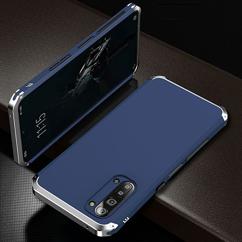 Custodia Lusso Alluminio Cover T01 per Oppo Find X2 Lite Blu