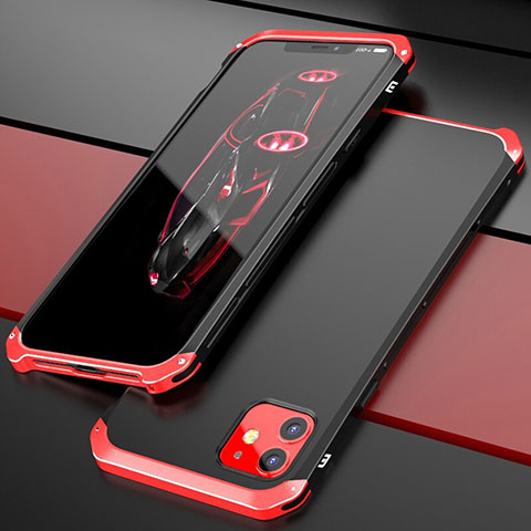 Custodia Lusso Alluminio Cover T02 per Apple iPhone 11 Rosso e Nero