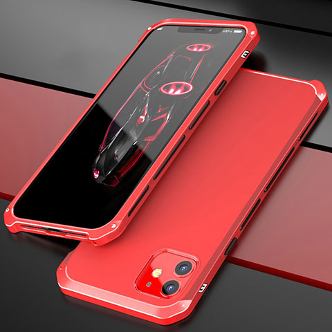 Custodia Lusso Alluminio Cover T02 per Apple iPhone 12 Rosso