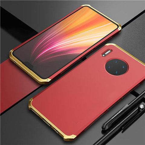 Custodia Lusso Alluminio Cover T02 per Huawei Mate 30 5G Oro e Rosso