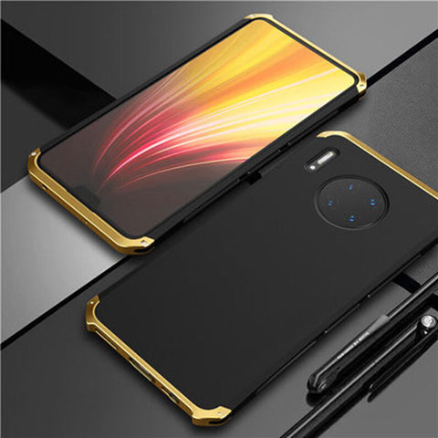 Custodia Lusso Alluminio Cover T02 per Huawei Mate 30 Pro Oro e Nero