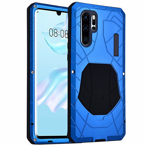 Custodia Lusso Alluminio Cover T02 per Huawei P30 Pro Blu