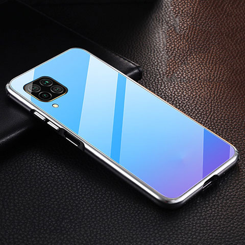 Custodia Lusso Alluminio Cover T02 per Huawei P40 Lite Cielo Blu