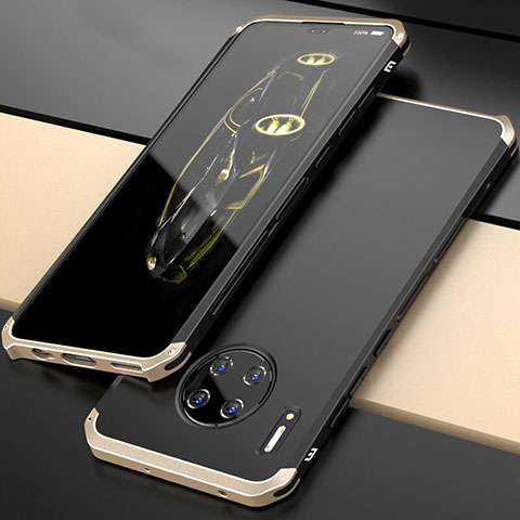 Custodia Lusso Alluminio Cover T03 per Huawei Mate 30 Pro 5G Oro e Nero