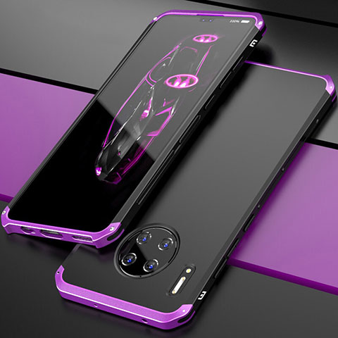 Custodia Lusso Alluminio Cover T03 per Huawei Mate 30 Viola e Nero