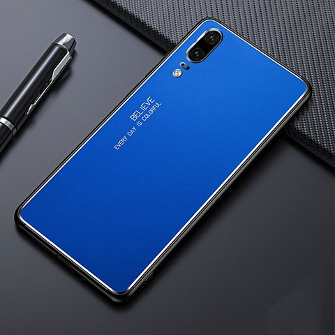 Custodia Lusso Alluminio Cover T03 per Huawei P20 Blu