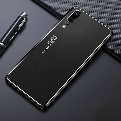 Custodia Lusso Alluminio Cover T03 per Huawei P20 Nero