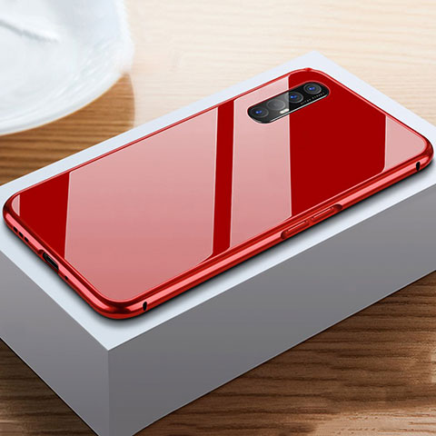 Custodia Lusso Alluminio Cover T03 per Oppo Reno3 Pro Rosso