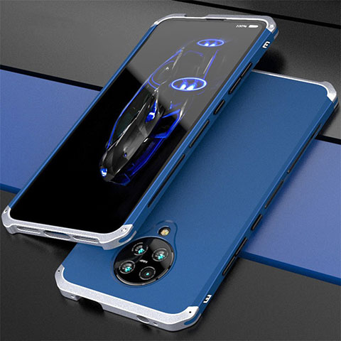 Custodia Lusso Alluminio Cover T03 per Xiaomi Redmi K30 Pro Zoom Argento e Blu