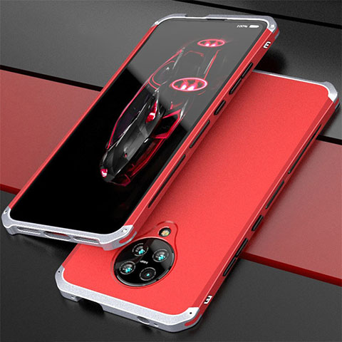 Custodia Lusso Alluminio Cover T03 per Xiaomi Redmi K30 Pro Zoom Argento e Rosso