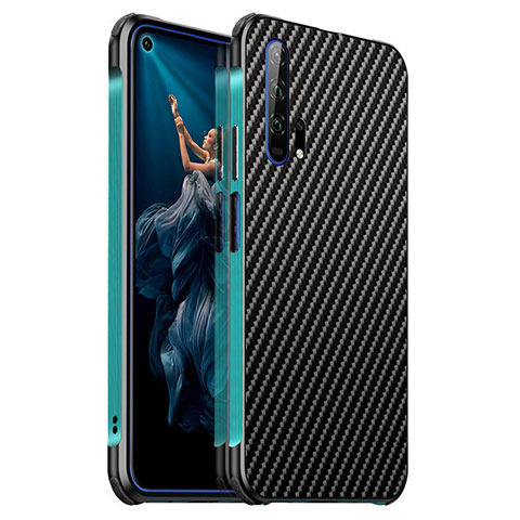 Custodia Lusso Alluminio Cover T04 per Huawei Honor 20 Pro Ciano