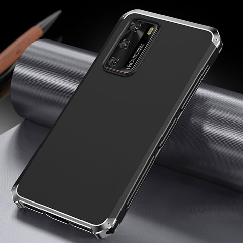 Custodia Lusso Alluminio Cover T04 per Huawei P40 Argento e Nero