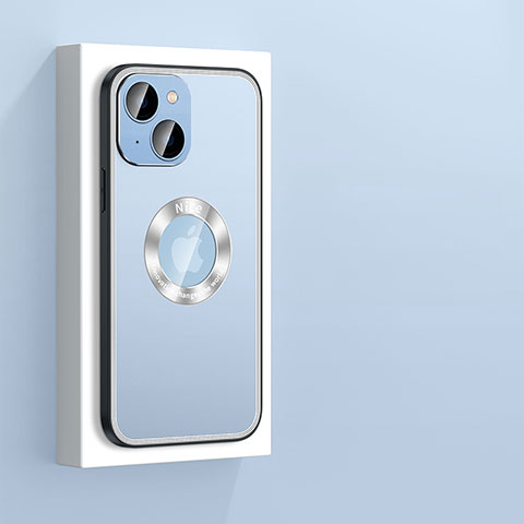 Custodia Lusso Alluminio e Silicone Laterale Cover con Mag-Safe Magnetic JL4 per Apple iPhone 13 Blu