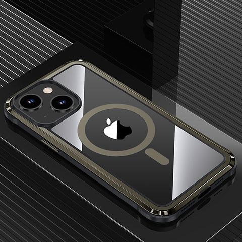 Custodia Lusso Alluminio e Silicone Laterale Cover con Mag-Safe Magnetic QC1 per Apple iPhone 14 Nero