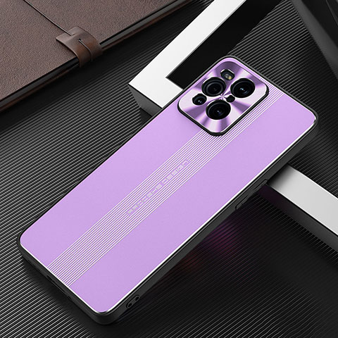 Custodia Lusso Alluminio e Silicone Laterale Cover J01 per Oppo Find X3 Pro 5G Viola