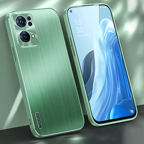 Custodia Lusso Alluminio e Silicone Laterale Cover J01 per Oppo Reno7 Pro 5G Verde