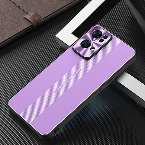 Custodia Lusso Alluminio e Silicone Laterale Cover J02 per Oppo Reno7 Pro 5G Viola