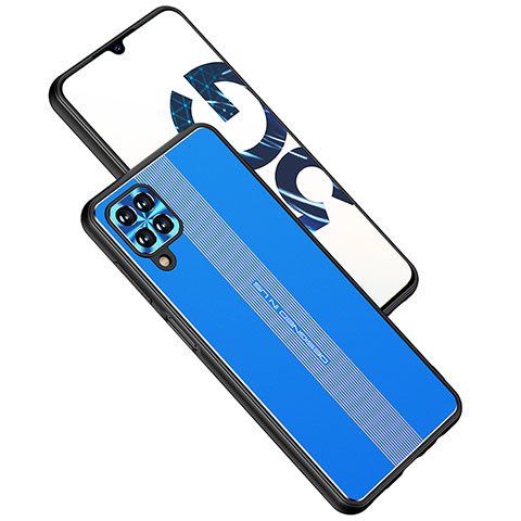 Custodia Lusso Alluminio e Silicone Laterale Cover JL1 per Samsung Galaxy F12 Blu