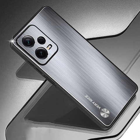 Custodia Lusso Alluminio e Silicone Laterale Cover JS1 per Xiaomi Redmi Note 12 Pro 5G Argento