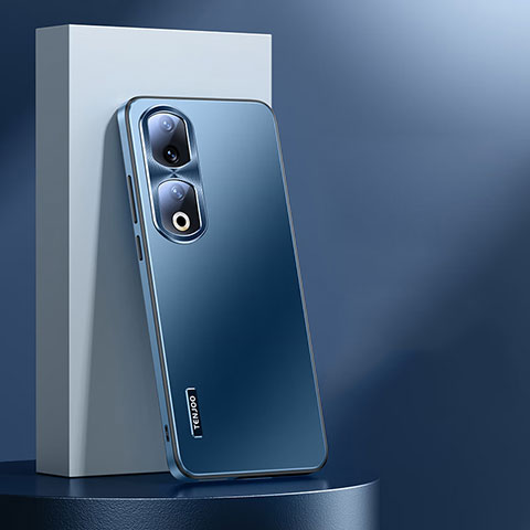 Custodia Lusso Alluminio e Silicone Laterale Cover per Huawei Honor 90 Pro 5G Blu