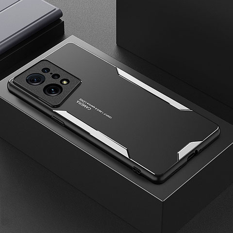 Custodia Lusso Alluminio e Silicone Laterale Cover per Oppo Find X5 5G Argento