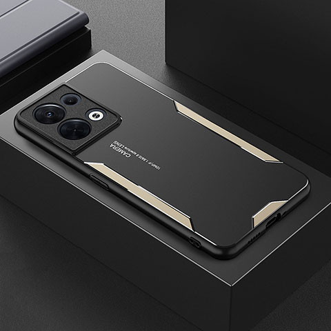 Custodia Lusso Alluminio e Silicone Laterale Cover per Oppo Reno8 5G Oro