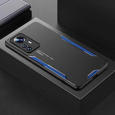 Custodia Lusso Alluminio e Silicone Laterale Cover per Xiaomi Mi 12 5G Blu
