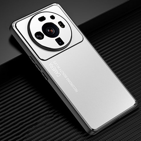 Custodia Lusso Alluminio e Silicone Laterale Cover per Xiaomi Mi 12 Ultra 5G Argento
