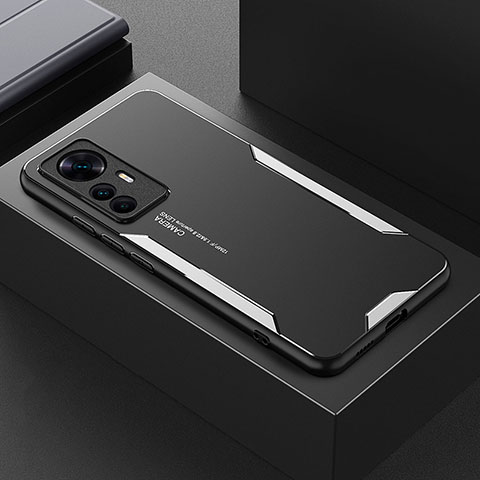 Custodia Lusso Alluminio e Silicone Laterale Cover per Xiaomi Mi 12T Pro 5G Argento