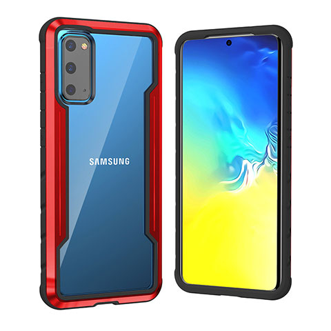 Custodia Lusso Alluminio e Silicone Laterale Cover RJ1 per Samsung Galaxy S20 5G Rosso