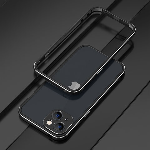 Custodia Lusso Alluminio Laterale Cover A01 per Apple iPhone 13 Argento e Nero