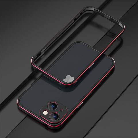 Custodia Lusso Alluminio Laterale Cover A01 per Apple iPhone 13 Mini Rosso e Nero