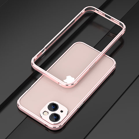 Custodia Lusso Alluminio Laterale Cover A01 per Apple iPhone 13 Oro Rosa