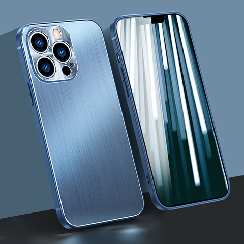 Custodia Lusso Alluminio Laterale Cover A05 per Apple iPhone 13 Pro Max Blu